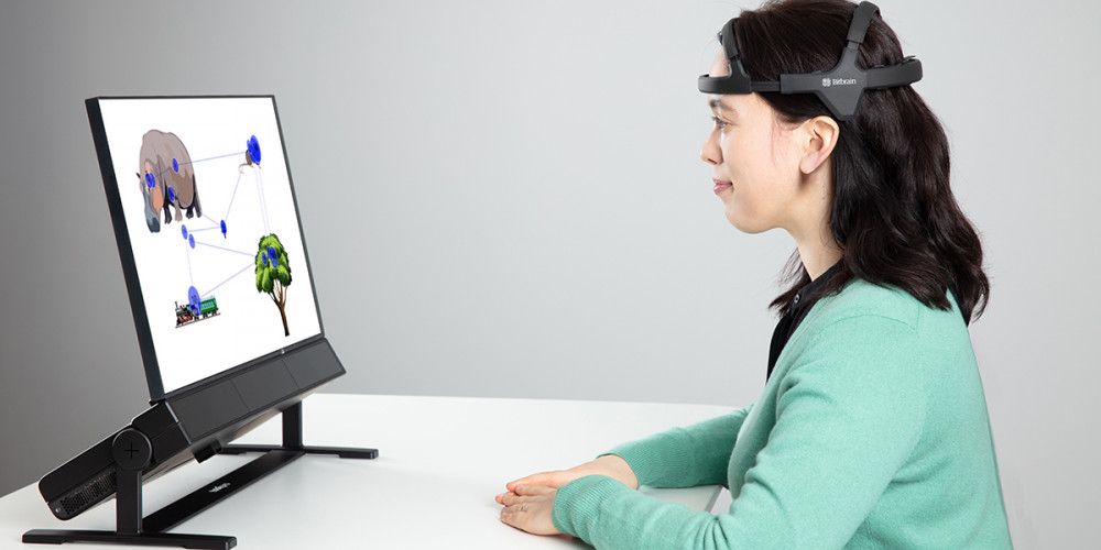 Participant wearing Tobii Glasses 3 and Bitbrain Diadem in a point sale study