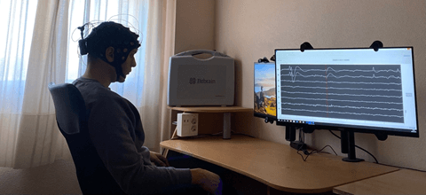 Figure 3 Subject Exposed to Visual Stimuli Left Monitor in A Cyberbrain Experiment